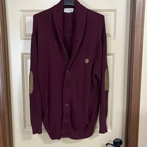 Parish Nation 5XL Maroon w/tan elbow patches.  Button Up Cardigan!  100% Cotton!